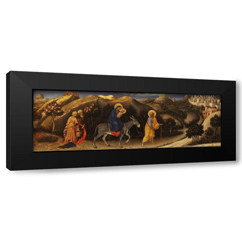 Flyght in Egypt, at Adoration of the Magi Black Modern Wood Framed Art Print with Double Matting by da Fabriano, Gentile