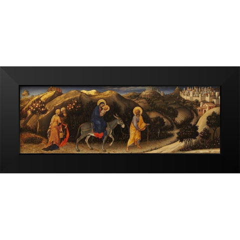 Flyght in Egypt, at Adoration of the Magi Black Modern Wood Framed Art Print by da Fabriano, Gentile