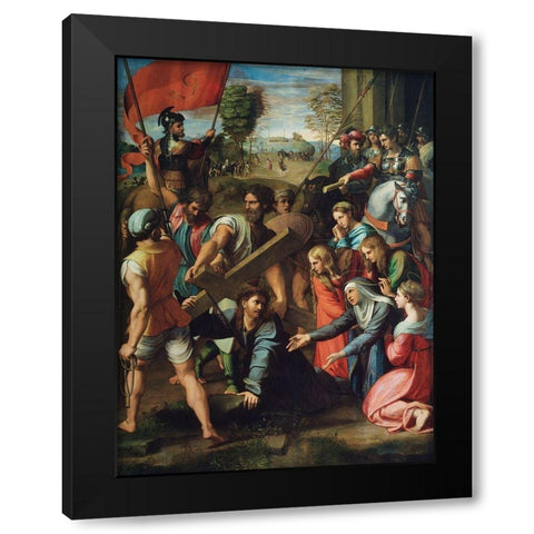 Christ Falling on the Way to Calvary Black Modern Wood Framed Art Print by Raphael