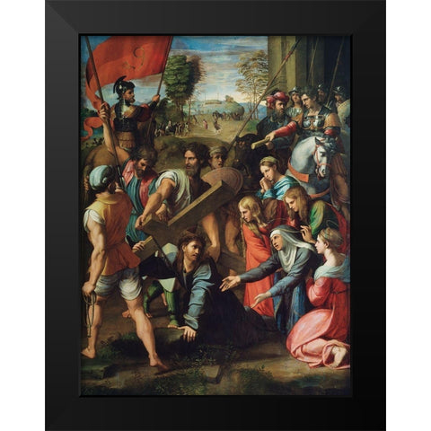 Christ Falling on the Way to Calvary Black Modern Wood Framed Art Print by Raphael