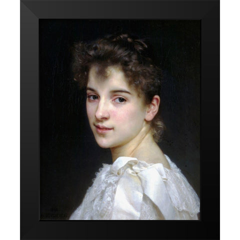 Gabrielle Cot Black Modern Wood Framed Art Print by Bouguereau, William-Adolphe