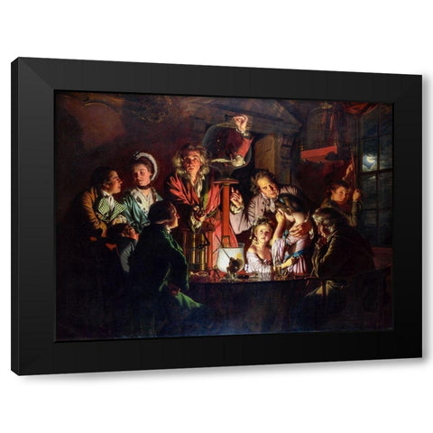 An Experiment on a Bird in the Air Pump Black Modern Wood Framed Art Print with Double Matting by Wright, Joseph