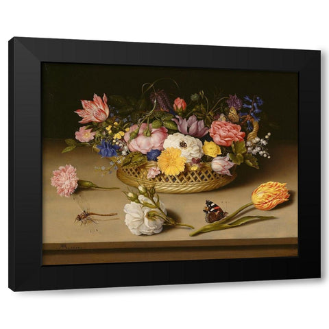 Flower Still Life Black Modern Wood Framed Art Print by Bosschaert the Elder, Ambrosius