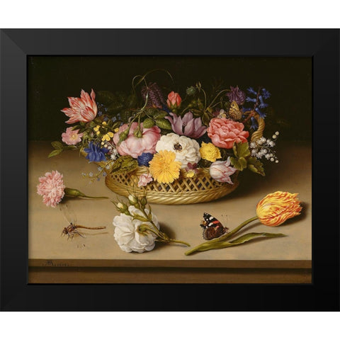 Flower Still Life Black Modern Wood Framed Art Print by Bosschaert the Elder, Ambrosius