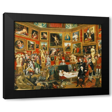 Tribuna of the Uffizi Black Modern Wood Framed Art Print with Double Matting by Zoffany, Johan