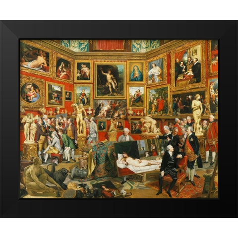 Tribuna of the Uffizi Black Modern Wood Framed Art Print by Zoffany, Johan