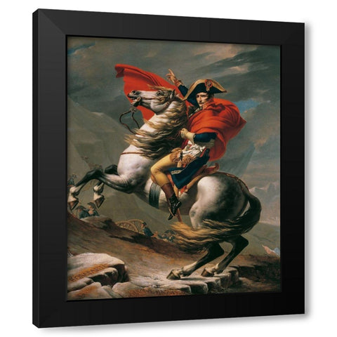 Napoleon Crossing the Alps Black Modern Wood Framed Art Print with Double Matting by David, Jacques-Louis
