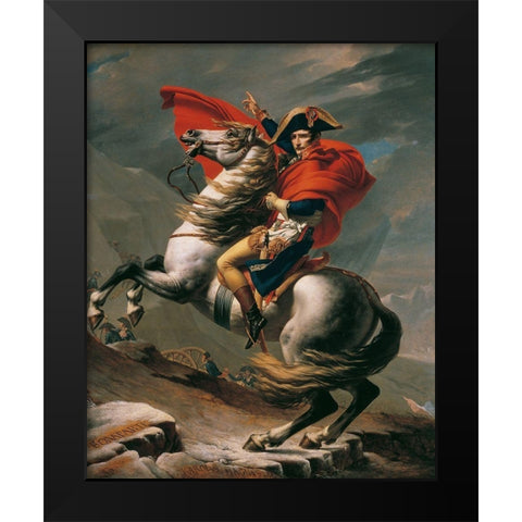 Napoleon Crossing the Alps Black Modern Wood Framed Art Print by David, Jacques-Louis