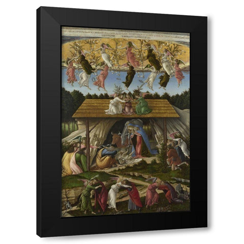 Mystic Nativity Black Modern Wood Framed Art Print with Double Matting by Botticelli, Sandro