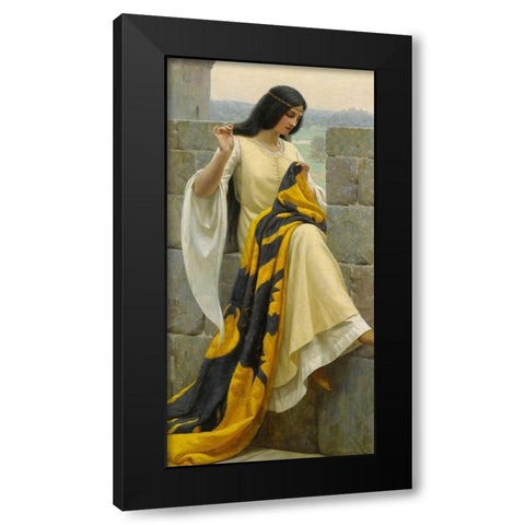Stitching the Standard Black Modern Wood Framed Art Print with Double Matting by Leighton, Edmund