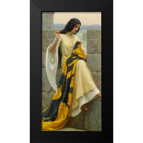 Stitching the Standard Black Modern Wood Framed Art Print by Leighton, Edmund
