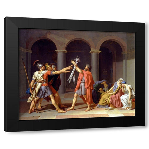 Oath of the Horatii Black Modern Wood Framed Art Print by David, Jacques-Louis