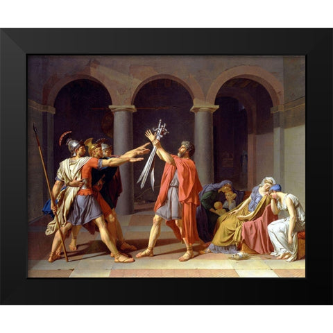 Oath of the Horatii Black Modern Wood Framed Art Print by David, Jacques-Louis