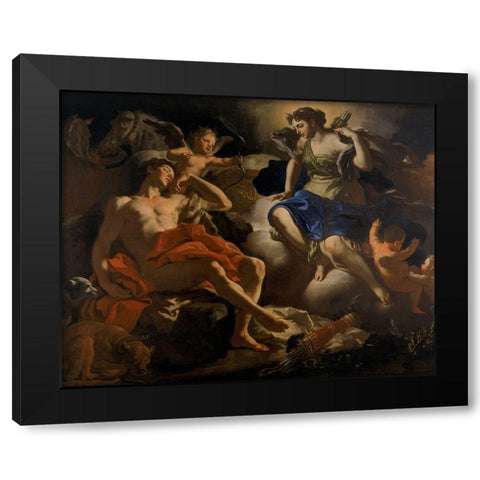 Diana and Endymion Black Modern Wood Framed Art Print with Double Matting by Solimena, Francesco