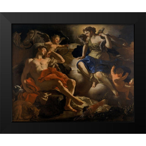 Diana and Endymion Black Modern Wood Framed Art Print by Solimena, Francesco