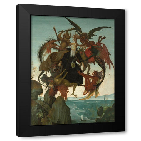 The Torment of Saint Anthony Black Modern Wood Framed Art Print with Double Matting by Michelangelo