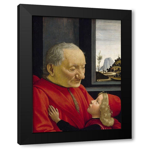 An Old Man and his Grandson Black Modern Wood Framed Art Print by Ghirlandaio, Domenico