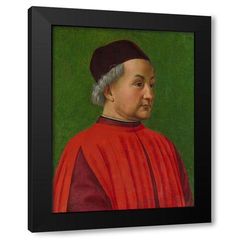 Portrait of a Man Black Modern Wood Framed Art Print by Ghirlandaio, Domenico
