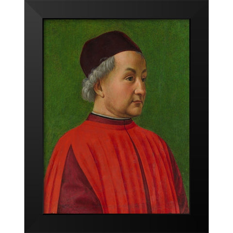 Portrait of a Man Black Modern Wood Framed Art Print by Ghirlandaio, Domenico