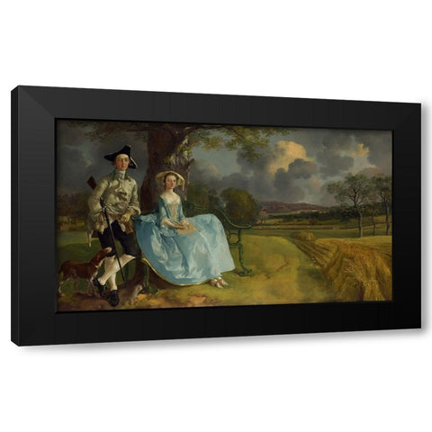 Mr and Mrs Andrews Black Modern Wood Framed Art Print with Double Matting by Gainsborough, Thomas
