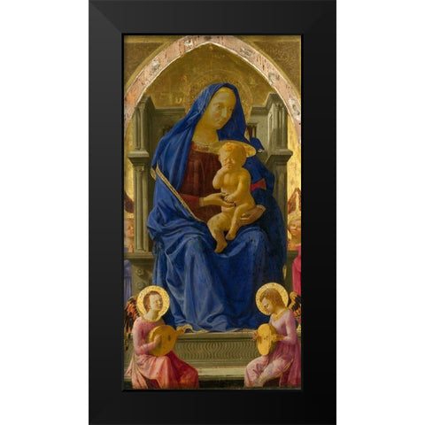 Madonna and Child with Angels Black Modern Wood Framed Art Print by Masaccio