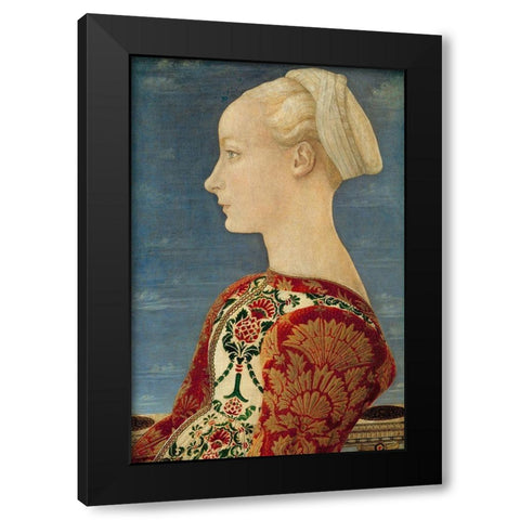 Profile Portrait of a Young Lady Black Modern Wood Framed Art Print by del Pollaiolo, Piero