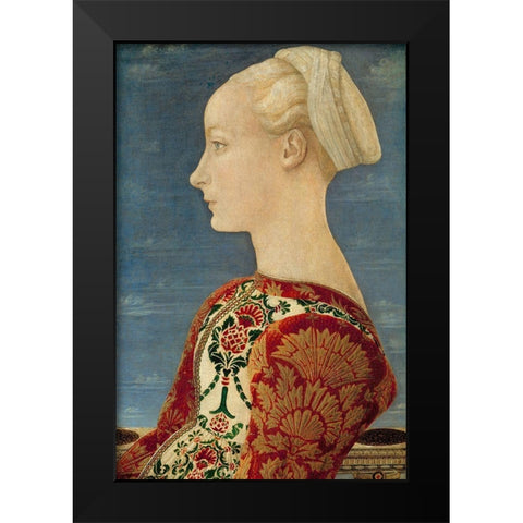Profile Portrait of a Young Lady Black Modern Wood Framed Art Print by del Pollaiolo, Piero