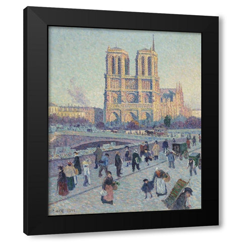 The Quai Saint-Michel and Notre-Dame Black Modern Wood Framed Art Print with Double Matting by Luce, Maximilien