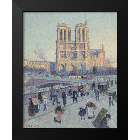 The Quai Saint-Michel and Notre-Dame Black Modern Wood Framed Art Print by Luce, Maximilien