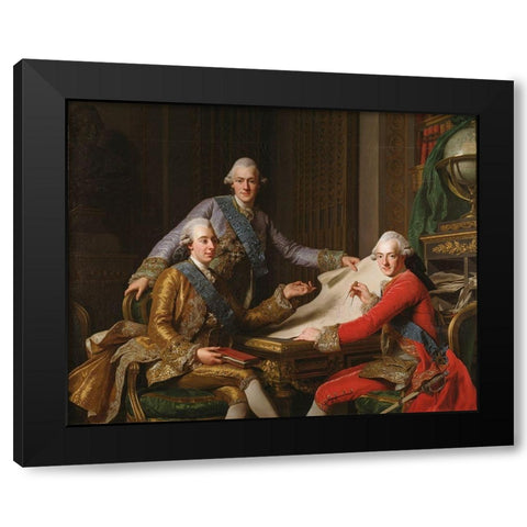 King Gustav III of Sweden and His Brothers Black Modern Wood Framed Art Print with Double Matting by Roslin, Alexander