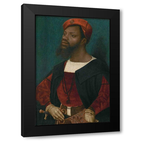 Portrait of an African Man Black Modern Wood Framed Art Print with Double Matting by Mostaert, Jan