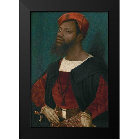 Portrait of an African Man Black Modern Wood Framed Art Print by Mostaert, Jan