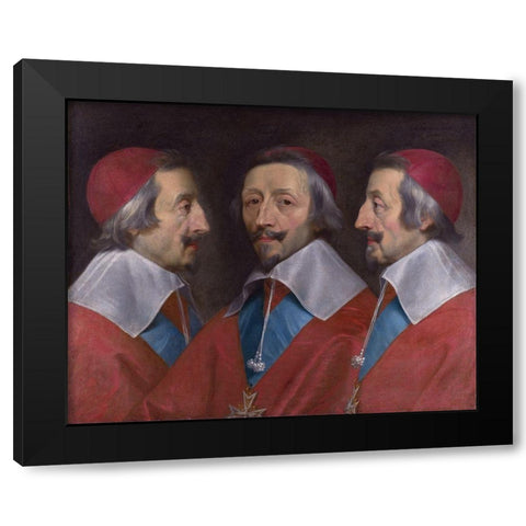 Triple Portrait of Cardinal de Richelieu Black Modern Wood Framed Art Print by de Champaigne, Philippe