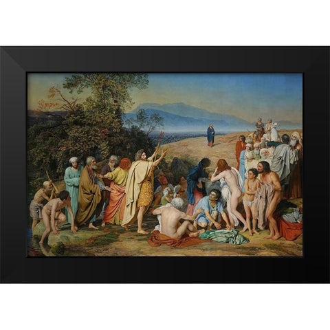 The Appearance of Christ Before the People Black Modern Wood Framed Art Print by Ivanov, Alexander Andreyevich
