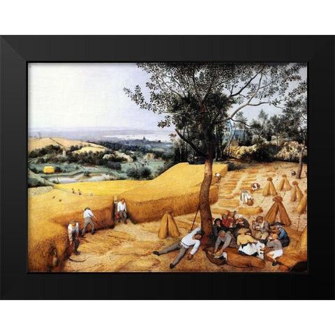 The Harvesters Black Modern Wood Framed Art Print by Bruegel the Elder, Pieter