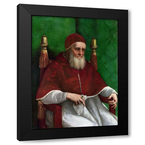 Portrait of Pope Julius II Black Modern Wood Framed Art Print with Double Matting by Raphael
