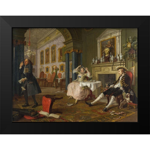 Marriage A la Mode 2 The Tete a Tete Black Modern Wood Framed Art Print by Hogarth, William