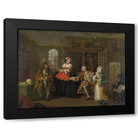 Marriage A la Mode 3 The Inspection Black Modern Wood Framed Art Print by Hogarth, William