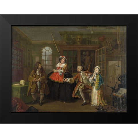 Marriage A la Mode 3 The Inspection Black Modern Wood Framed Art Print by Hogarth, William