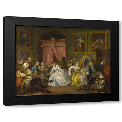 Marriage A la Mode 4 The Toilette Black Modern Wood Framed Art Print with Double Matting by Hogarth, William
