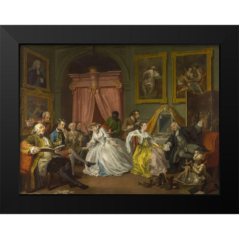 Marriage A la Mode 4 The Toilette Black Modern Wood Framed Art Print by Hogarth, William