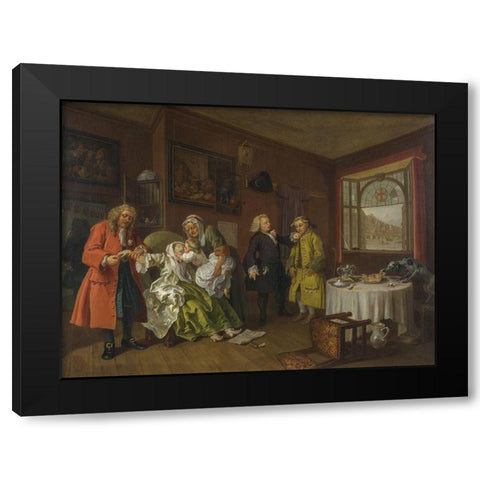 Marriage A la Mode 6 The Ladys Death Black Modern Wood Framed Art Print with Double Matting by Hogarth, William