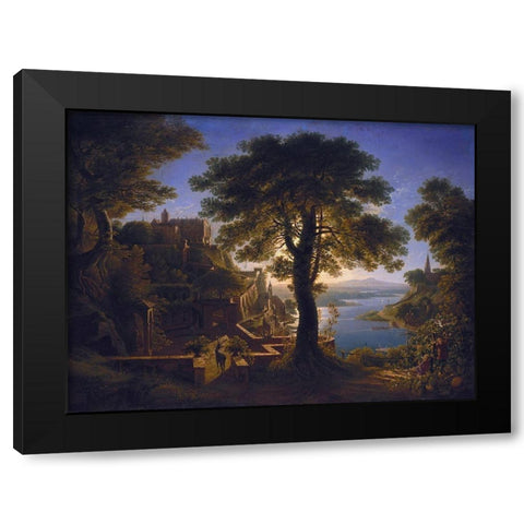Castle by the River Black Modern Wood Framed Art Print with Double Matting by Schinkel, Karl Friedrich