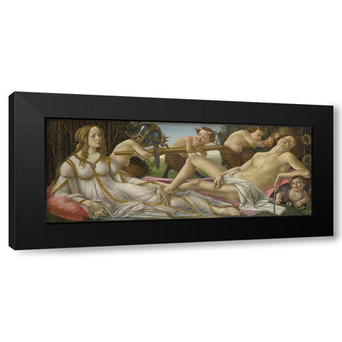 Venus and Mars Black Modern Wood Framed Art Print with Double Matting by Botticelli, Sandro