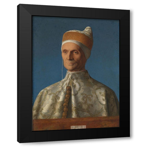 Portrait of Doge Leonardo Loredan Black Modern Wood Framed Art Print by Bellini, Giovanni