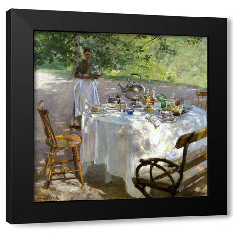 Breakfast Time Black Modern Wood Framed Art Print with Double Matting by Hirsch-Pauli, Hanna