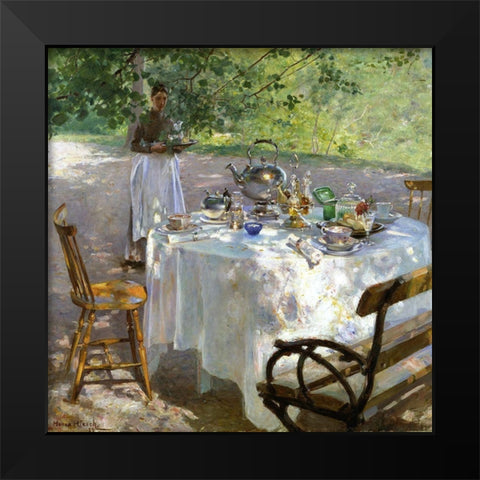 Breakfast Time Black Modern Wood Framed Art Print by Hirsch-Pauli, Hanna