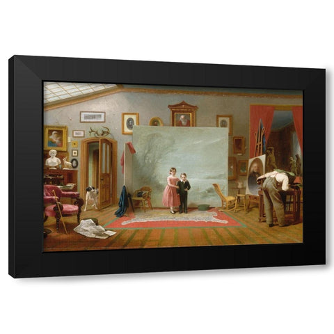 Interior with Portraits Black Modern Wood Framed Art Print with Double Matting by Le Clear, Thomas