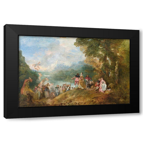 The Embarkation for Cythera Black Modern Wood Framed Art Print by Watteau, Jean-Antoine