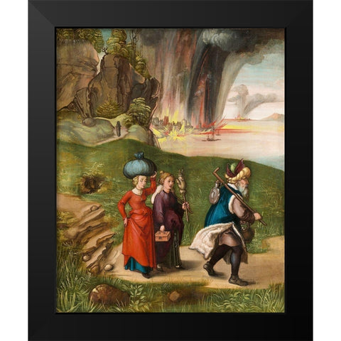 Lots FlightÂ atÂ Haller Madonna Black Modern Wood Framed Art Print by Durer, Albrecht